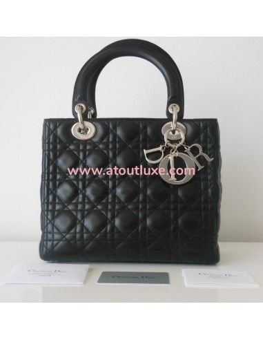 SAC LADY DIOR MOYEN MODELE NOIR