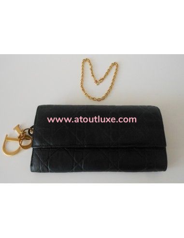 POCHETTE PORTE-FEUILLE LADY DIOR NOIR POCHETTE PORTE-FEUILLE LADY DIOR NOIR
